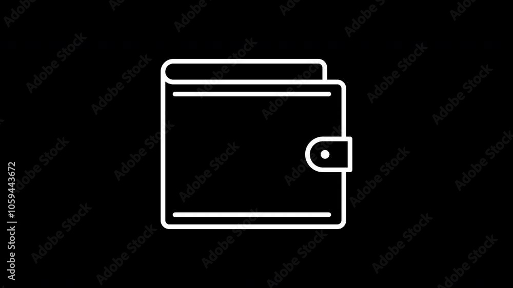 Wallet line icon. White color line icon animation. 4K video with transparent background Wallet line icon. White color line icon animation. 4K video with transparent background