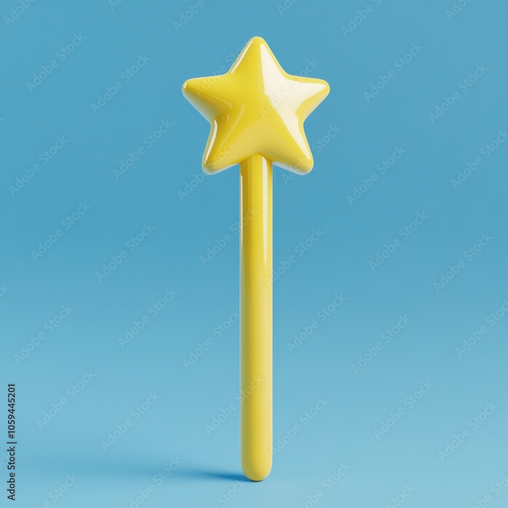 Whimsical Star-Shaped Wand on Vibrant Blue Background Whimsical Star-Shaped Wand on Vibrant Blue Background