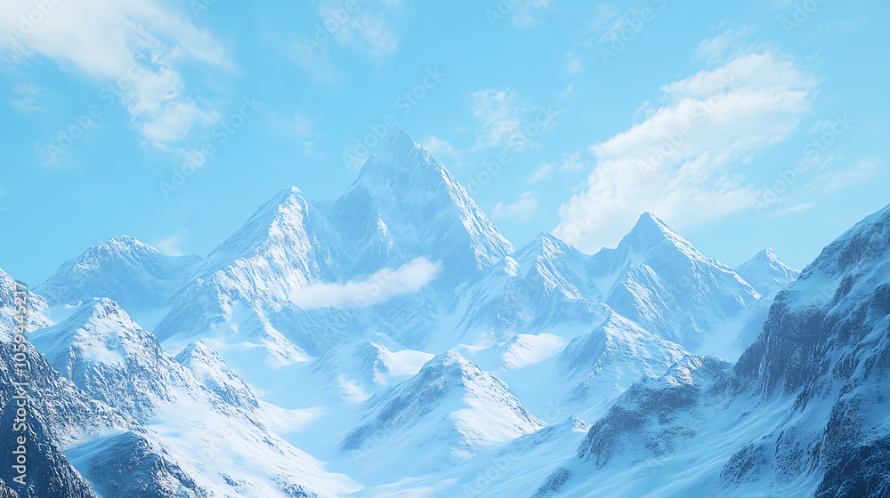 Snowcapped mountains with a crystalclear blue sky, stunning winter landscape Snowcapped mountains with a crystalclear blue sky, stunning winter landscape