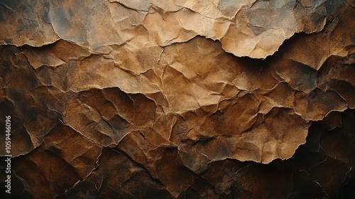 Crumpled Brown Paper Background Texture Providing Ample Copy Space for Creative Designs and Presentations