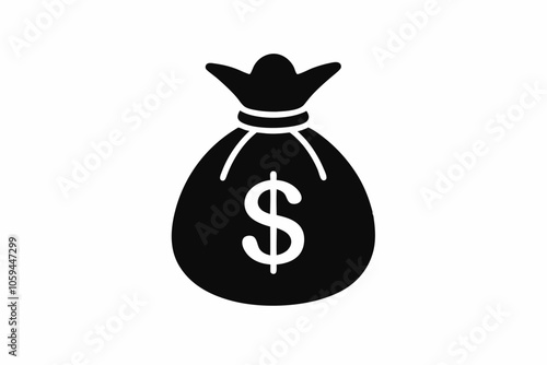 Money Bag Silhouette Vector, Money Bag Clipart, Money bag icon