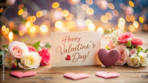 Tilt-Shift Photography of a Valentine's Day Greeting Card with Handwritten Text, Romantic Vector Illustration for Love and Affection Celebrations