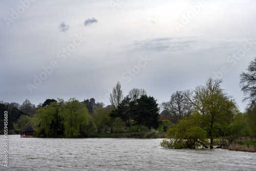 Hever Castle lake in spring, Kent, England photo