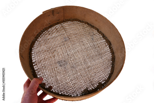 Obraz na płótnie A fine-mesh sieve made of leather, used in Turkey in the past to sift grain. w salonie