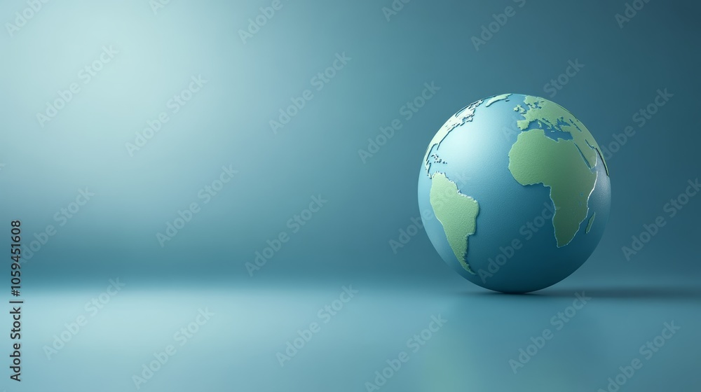 Global connectivity, blue and green globe on blue background symbolizing international communication world unity Global connectivity, blue and green globe on blue background symbolizing international communication world unity