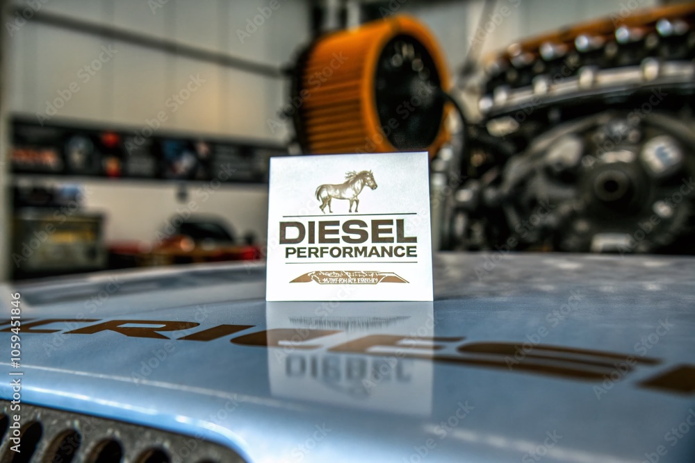 Obraz premium Turbocharger Diesel Horse Logo Business Card Template for Automotive Industry Branding