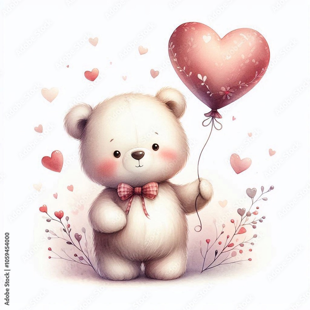 Obraz premium niedlicher Teddybär mit Ballon