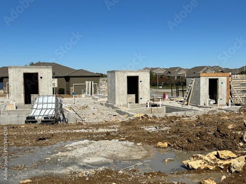 Three tornado safe rooms under construction in Olathe, Kansas. 