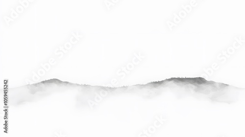 Fading Landscape: Hills recede into the mist, leaving behind a sense of quiet isolation. 