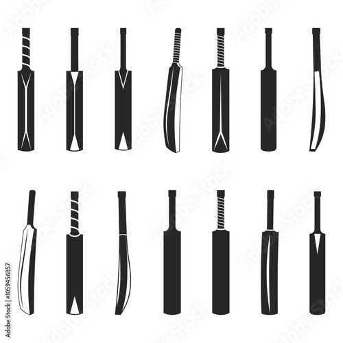 Cricket Bat Illustrations Clip Art Best Unique Set Design, cricket bat for a sports game stock vector illustration isolated on a white background