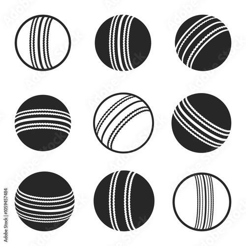 cricket ball icon Vector Illustration Silhouette SVG