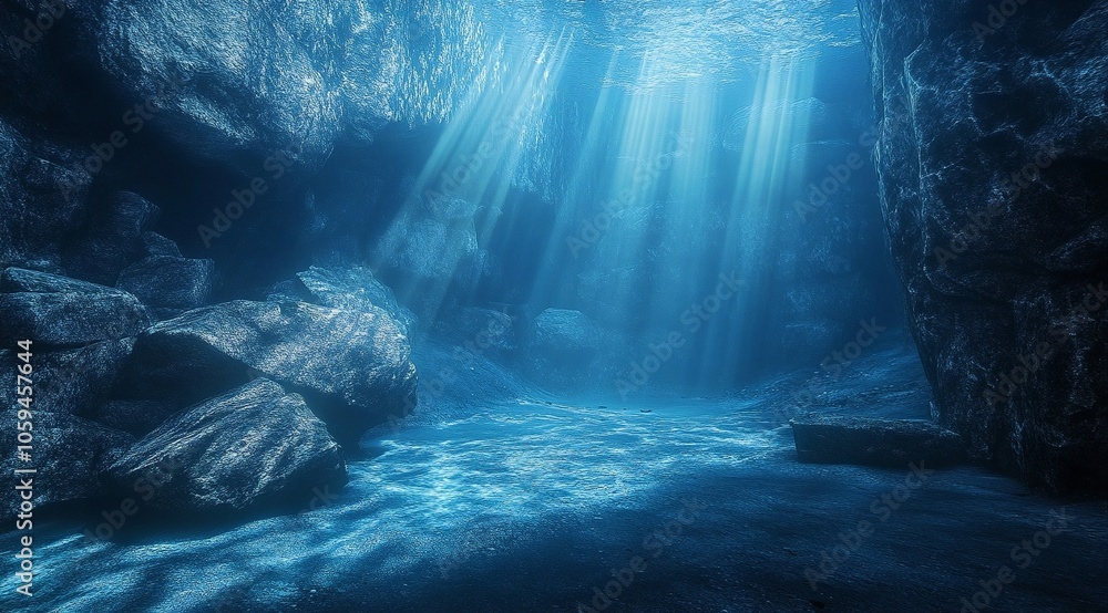 3D rendering of a view from the bottom of a deep-sea trench. 3D rendering of a view from the bottom of a deep-sea trench.