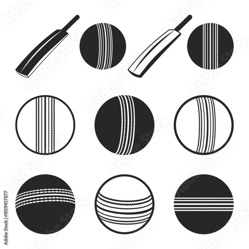 cricket ball icon Vector Illustration Silhouette SVG