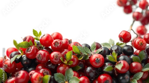 Fresh cranberries arranged neatly on a clean white background, background, isolated