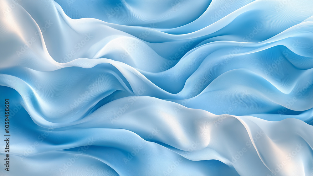 Obraz premium Soft blue waves of fabric create serene and calming atmosphere