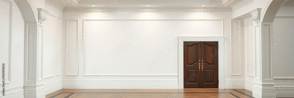 Foyer wall painted in off white shade with decorative molding, elegant, home decor, cozy Foyer wall painted in off white shade with decorative molding, elegant, home decor, cozy