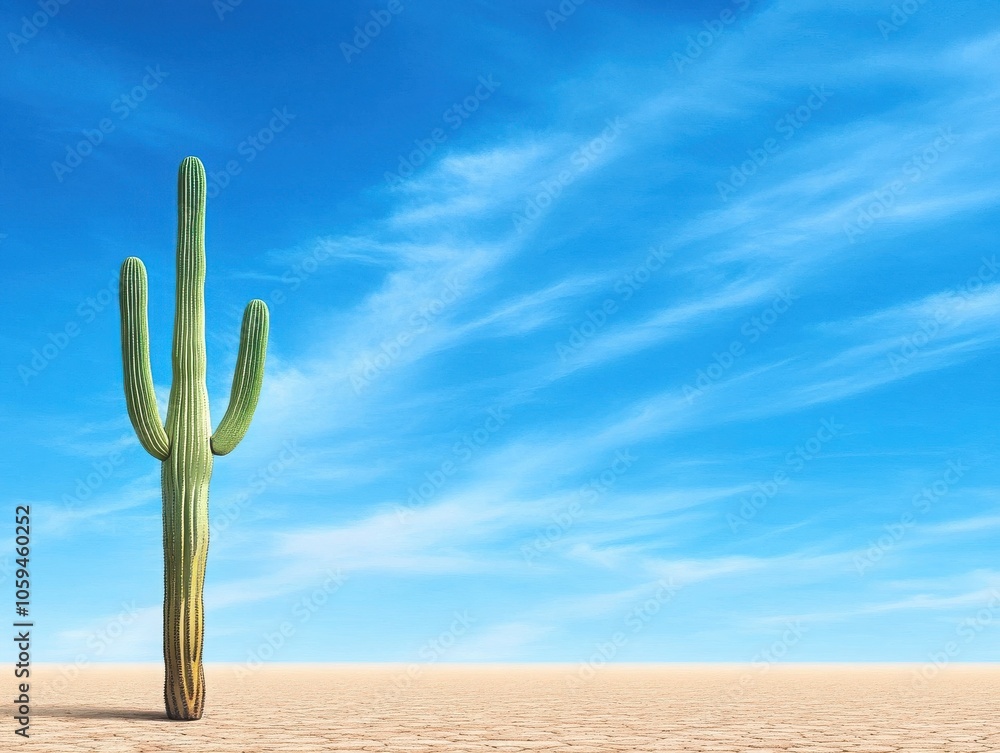 A stunning cactus stands tall under a clear blue sky, highlighting the ...