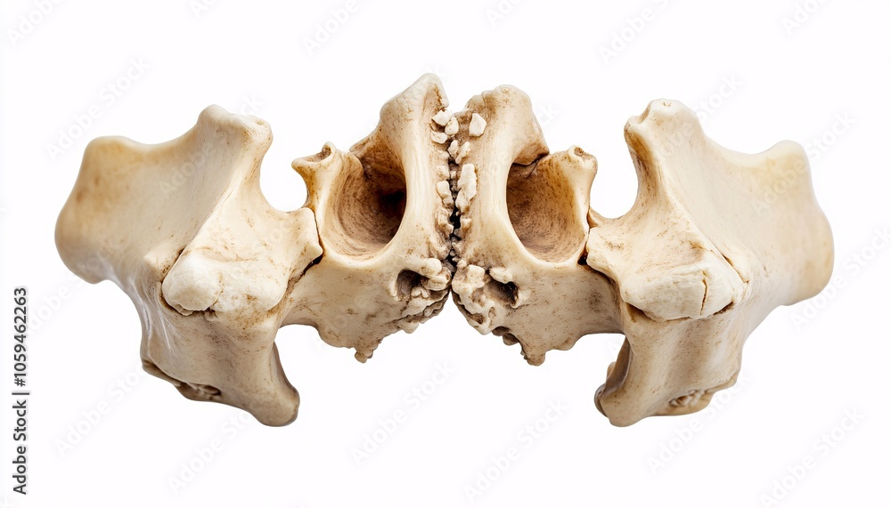 Fototapeta premium Isolated clavicle bone on a solid white background showcasing the intricate structure and features of human bone anatomy.