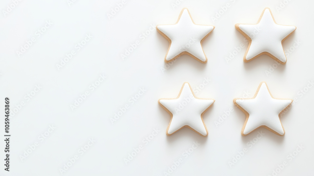 Star shaped cookies with white icing create delightful treat Star shaped cookies with white icing create delightful treat