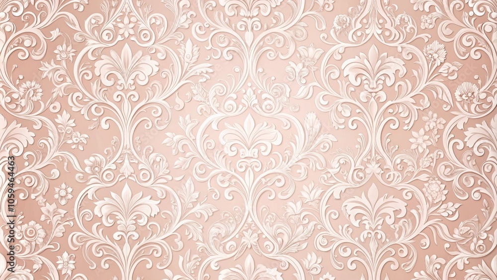 Pale pink wallpaper with intricate scrollwork and ornate details, elegant, homedecorinspo Pale pink wallpaper with intricate scrollwork and ornate details, elegant, homedecorinspo