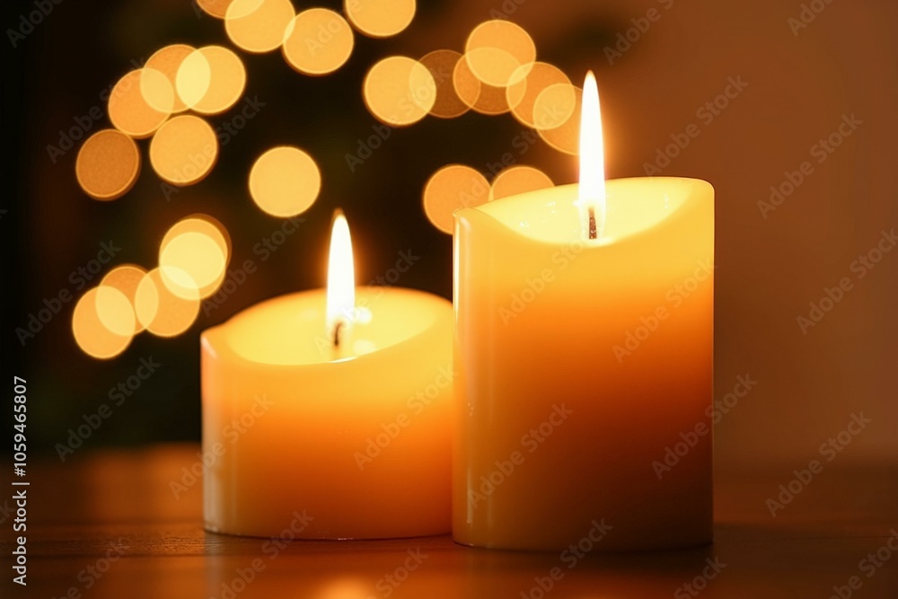 Romantic Calmness: Softly Lit Candles Radiate Warmth, Creating Cozy Atmosphere Perfect for Intimate Evenings Romantic Calmness: Softly Lit Candles Radiate Warmth, Creating Cozy Atmosphere Perfect for Intimate Evenings