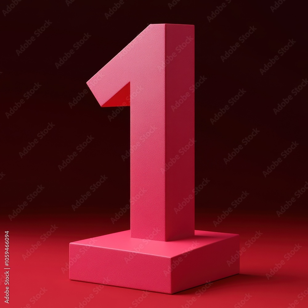 Vibrant Red Number One on a Dark Background Vibrant Red Number One on a Dark Background