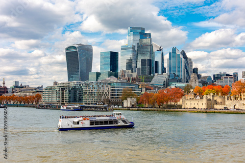 City of London skyscrapers in autumn, UK