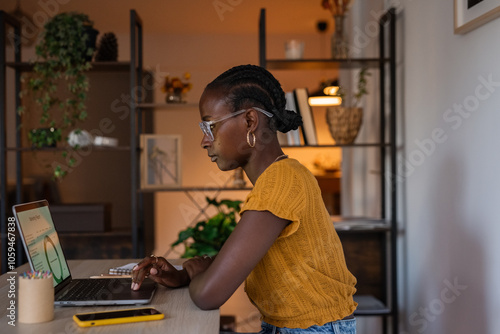 Woman working at home photo