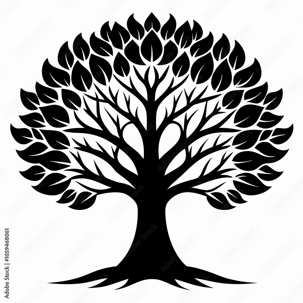 Obraz premium tree silhouette vector white background