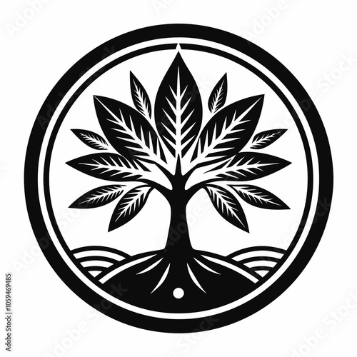 Black hemp leaf isolated on a white background. Silhouette of cannabis. Vector illustration