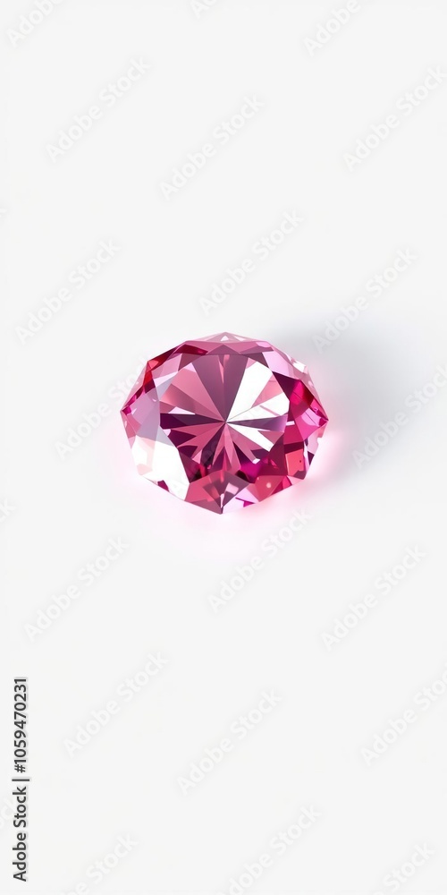 Rare and exquisite pink diamond shining on a white background, crystal, radiant, valuable Rare and exquisite pink diamond shining on a white background, crystal, radiant, valuable