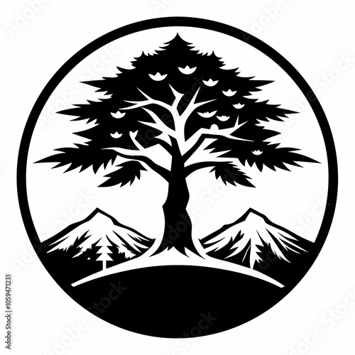 juniper tree black and white vector