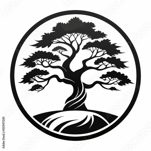 tree silhouette linden tree black and white vector