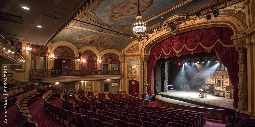 Obraz premium Vintage Theater Interior Before Musical Play - Captivating Landscape Photography