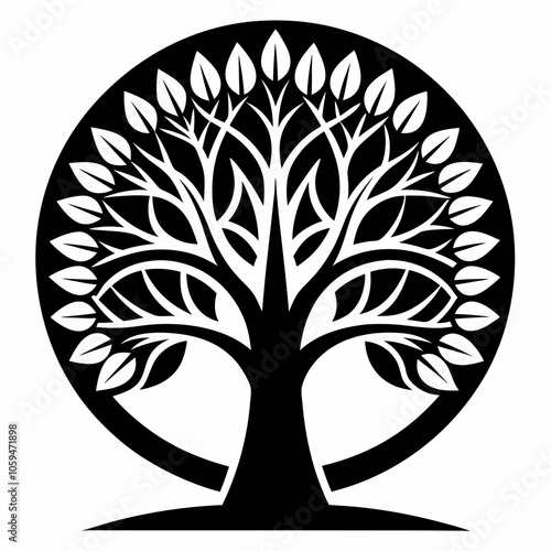 tree with roots linden tree black and white vector