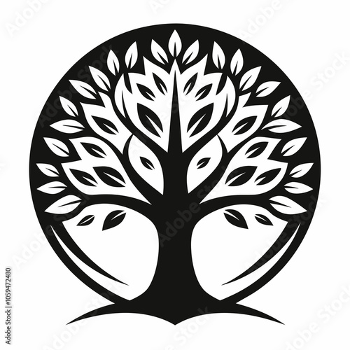 tree with roots linden tree black and white vector