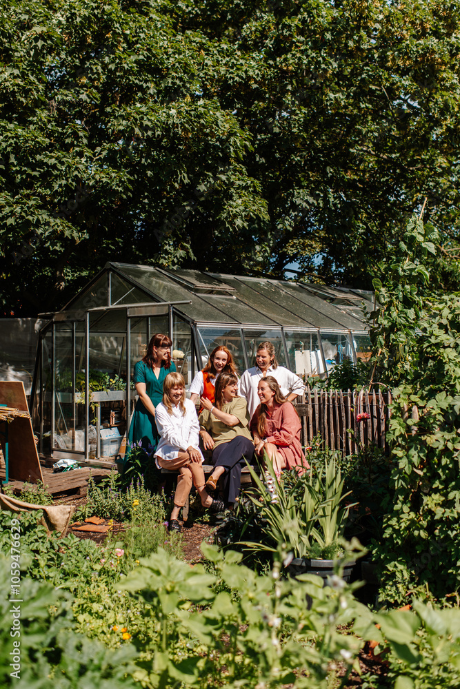 Women at a farm group portrait Women at a farm group portrait