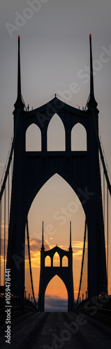 Suspension Bridge During Sunrise photo