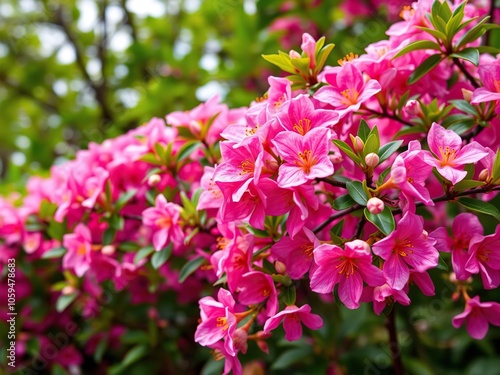 Vibrant green spring background with fresh leaves and blossoms, fresh, season