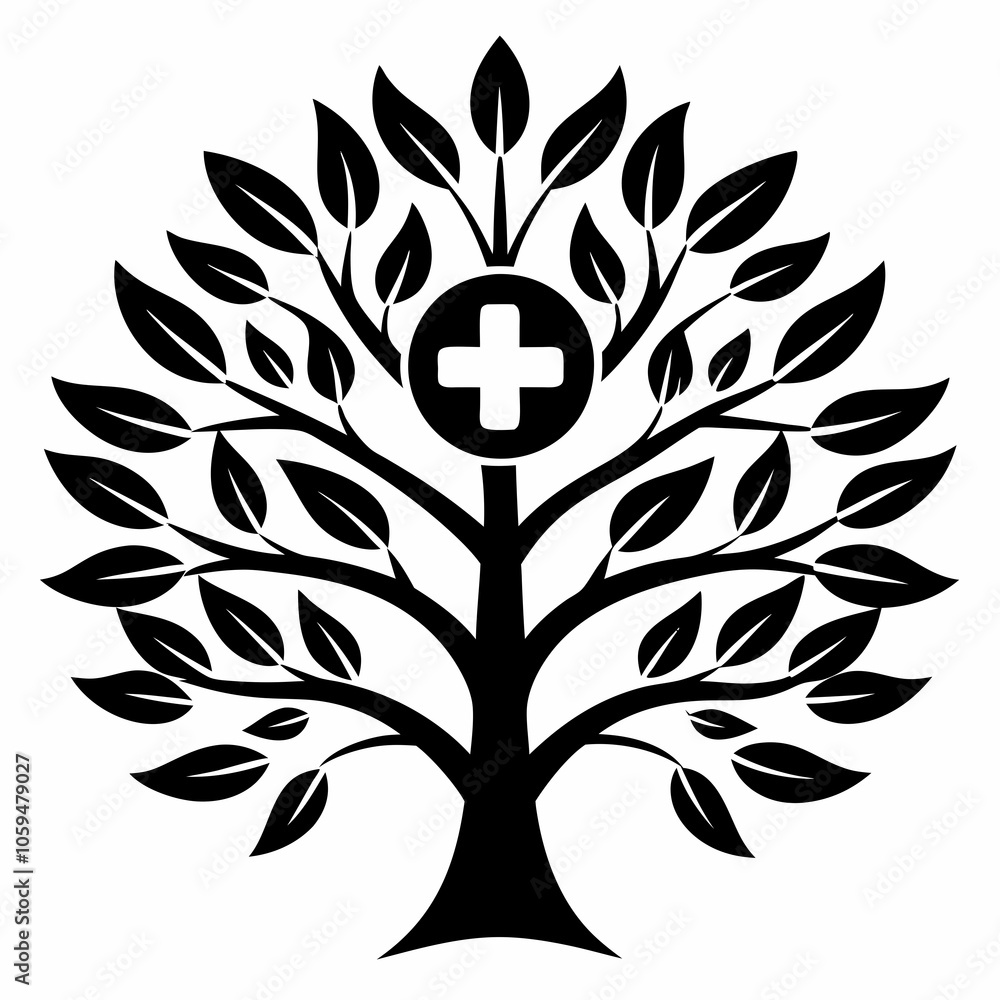 Obraz premium silhouette of a tree with cross