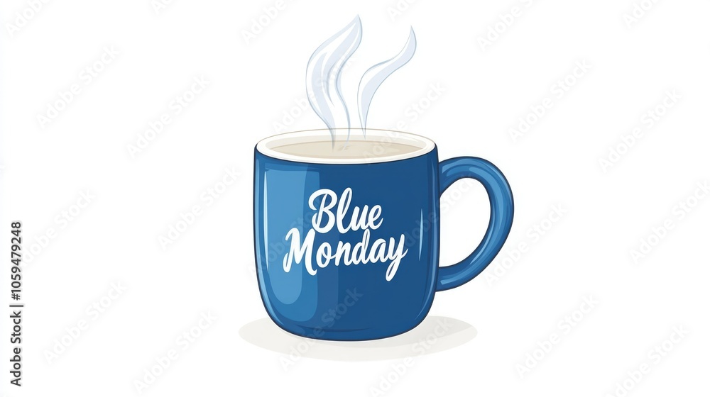 Blue mug of hot coffee with Blue mug of hot coffee with
