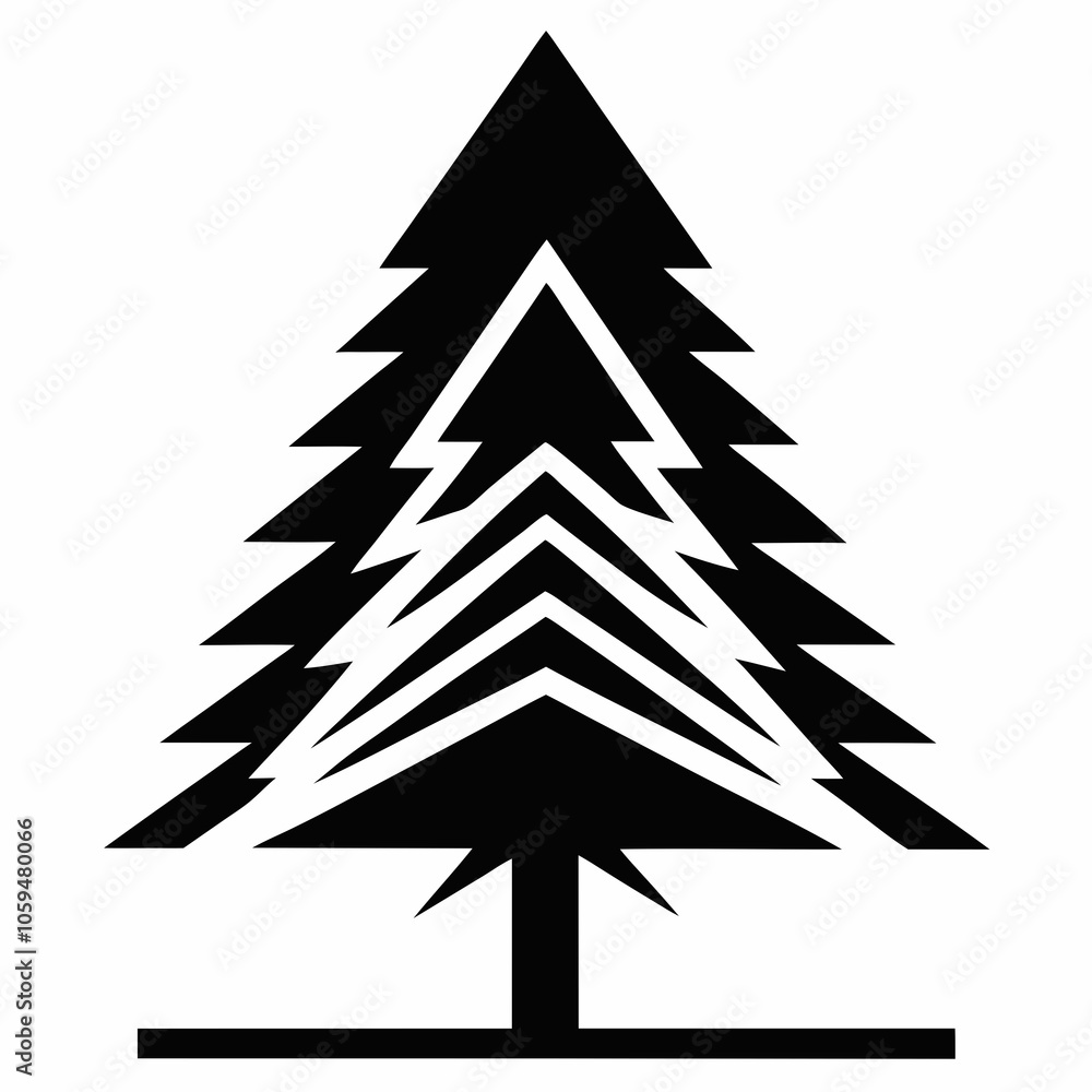 Obraz premium christmas tree icon black and white