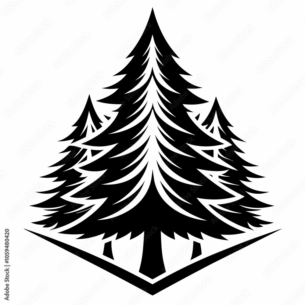 Obraz premium set of christmas trees black and white vector logo