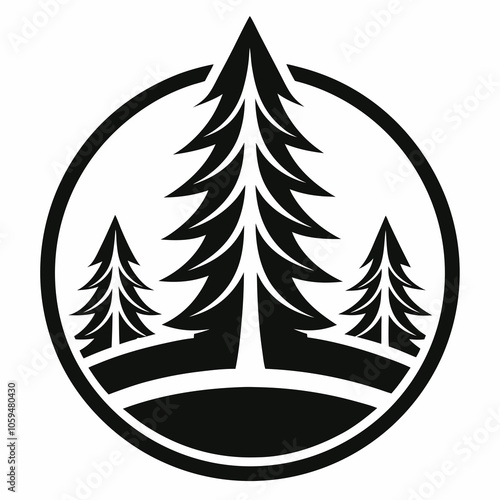 illustration of a pine tree black and white vector