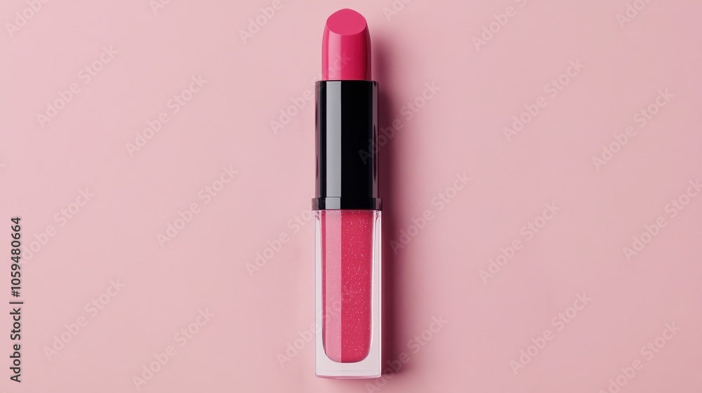 Natural Lip Gloss Product on Pink Background Natural Lip Gloss Product on Pink Background