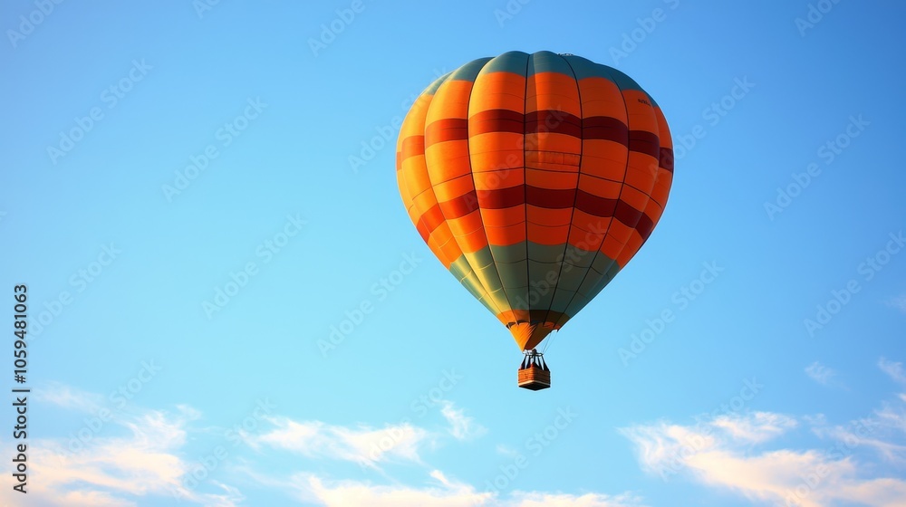 Obraz premium A hot air balloon floating in a clear sky promoting the freedom and exhilaration of soaring above the world