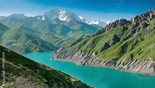 Fototapeta Naklejka Na Ścianę i Meble -  Serene Beauty of Lake Charvak
