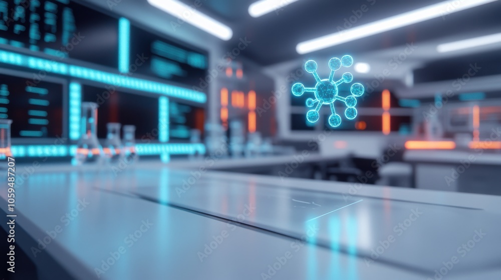 High-Tech Laboratory with Holographic Display High-Tech Laboratory with Holographic Display