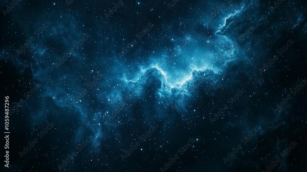 Obraz premium Blue galaxy with glowing stars and swirling nebula in deep space