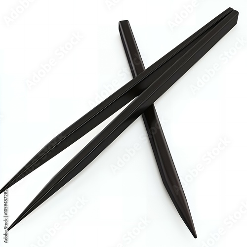 Black chopsticks on white background